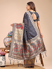 Grace in Every Thread – Sea Green & Beige Linen Cotton Saree with Royal Paisley Charm