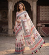 Soft linen saree with shaded style prints.