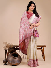 Radiant Sky Blue Silk Saree with Pink & Blue Floral Pattern – Perfect for Weddings & Festive Glamour