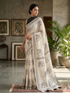 Soft linen saree with shaded style prints.