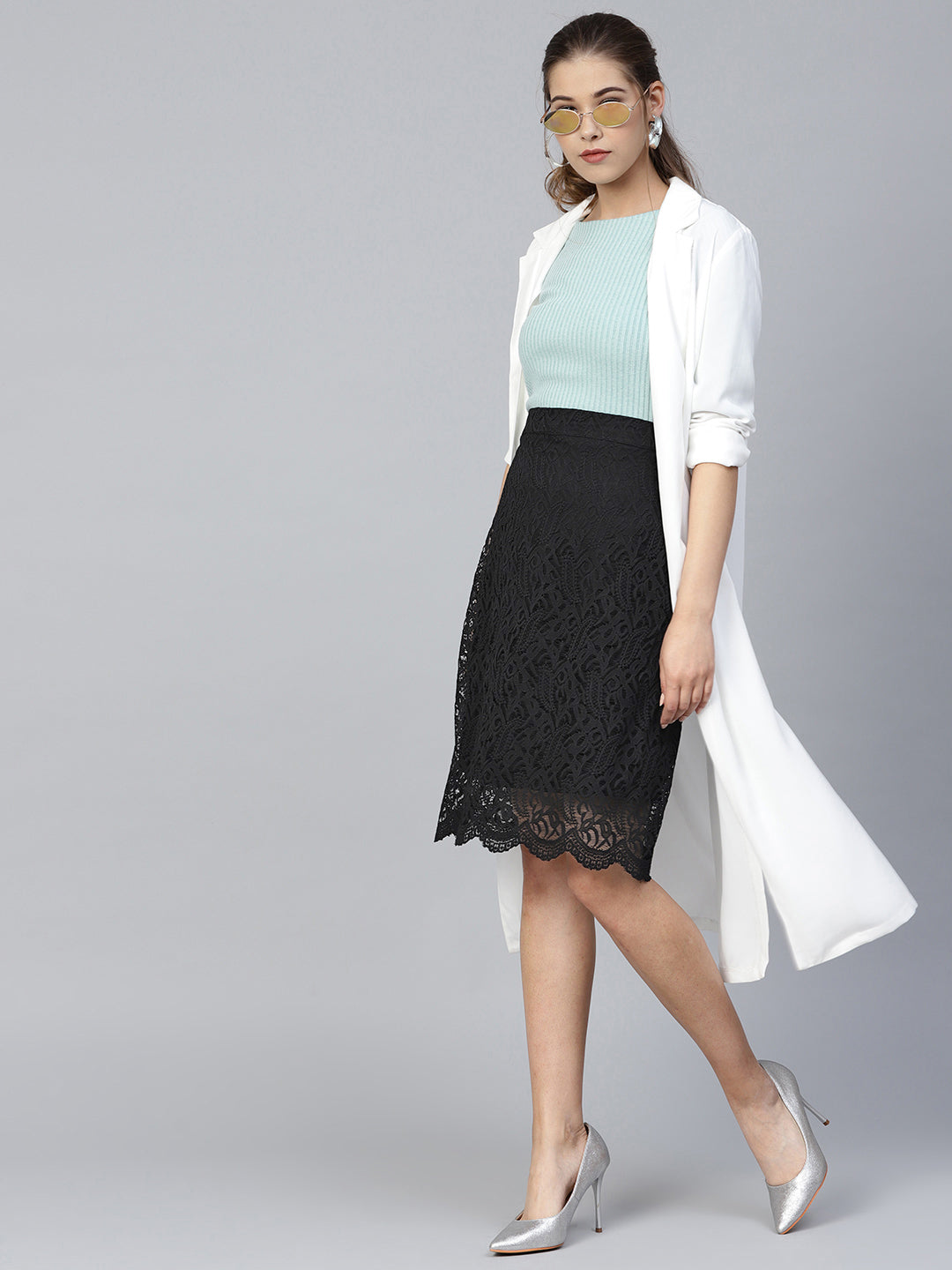 Black Lace A-Line Skirt