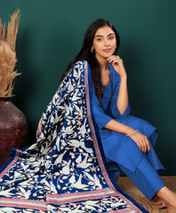 Women V Neck Straight Kurta with Pants & Dupatta