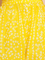 cotton Woven Three-Quarter Sleeves Bandani Print A Line Kurta And Sharara Set - Yellow