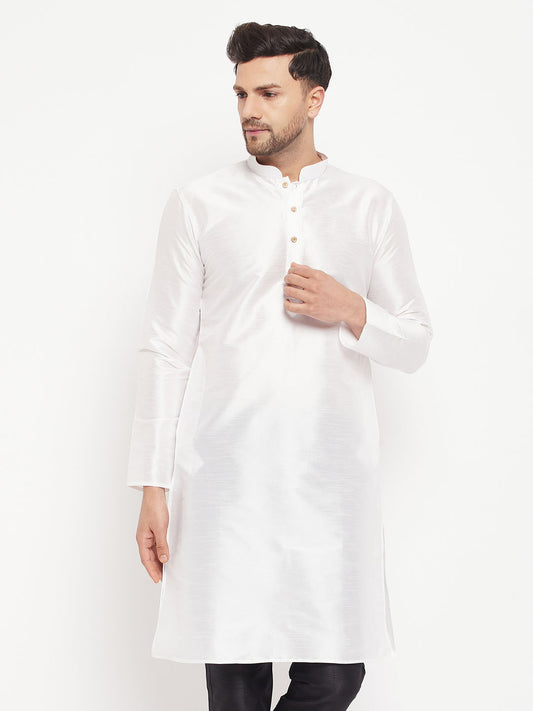 Vastramay - Men's White Silk Blend Kurta Only