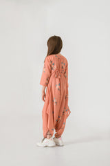 Scarlet Orange Dhoti Jumpsuit Kids