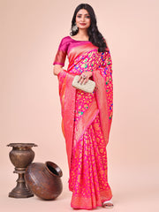 Majestic Green Silk Saree with Gold Zari & Floral Design – Perfect for Festive & Traditional Occasions