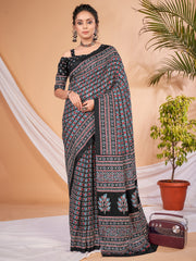 Women's Dola Silk DigitalPrint DesignerSaree With Blouse Piece