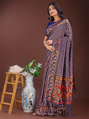 Fiery Red Banarasi Silk Saree with Gold Zari and Colorful Pallu – Perfect for Bridal, Wedding & Festive Glamour