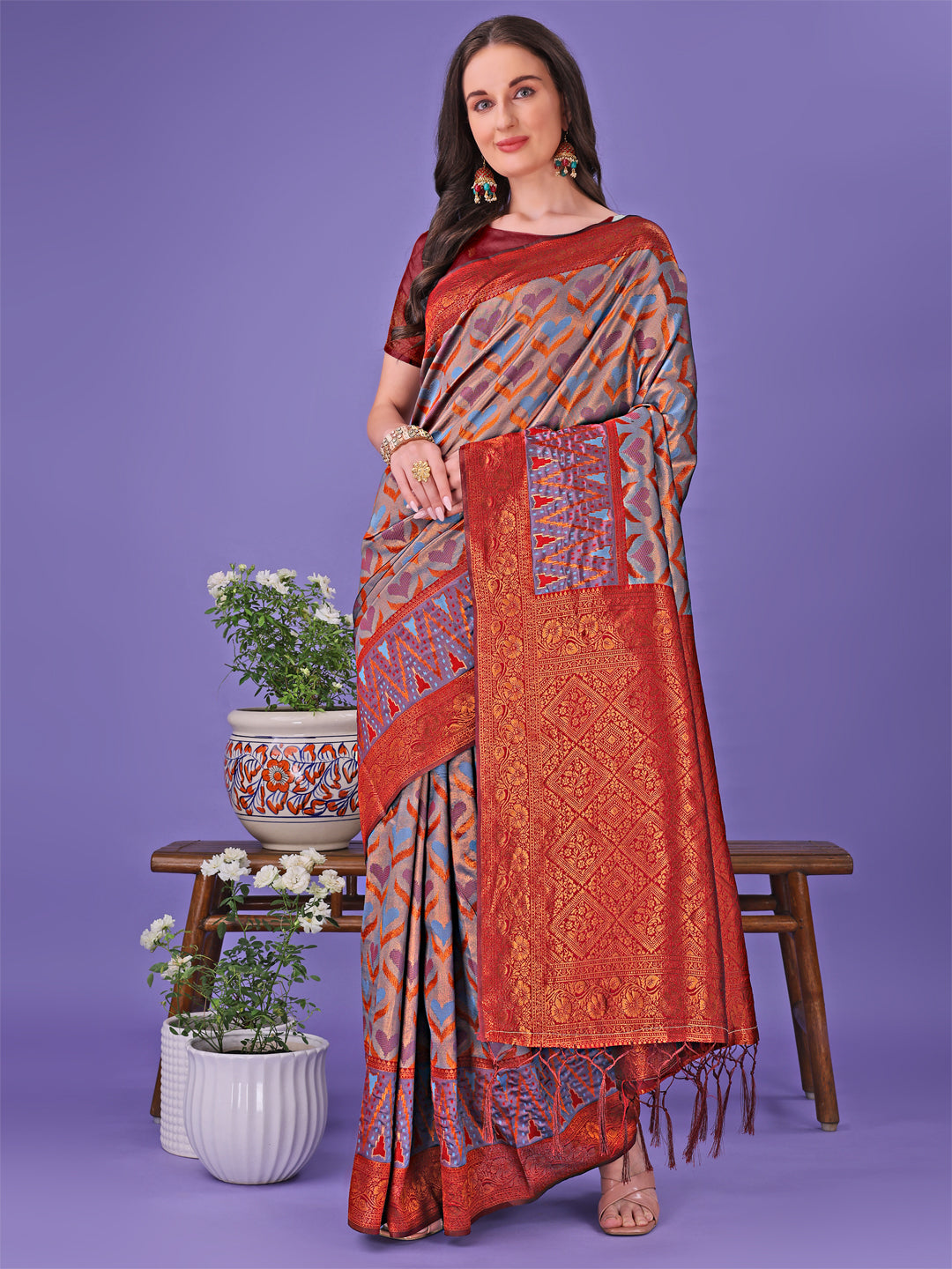 ASTITA - Radiant Lichi Silk Saree - A Touch of Royalty in Every Thread