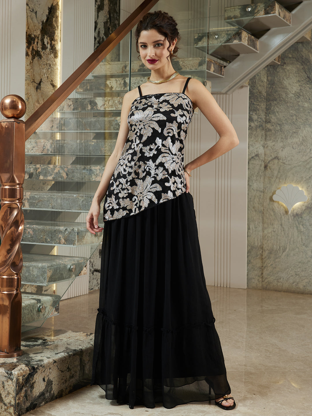 Women Embellished Top & Skirt Co-Ord Set