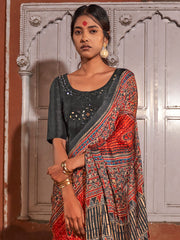 Women's Viscose Silk Printed Designer Saree With Blouse Piece
