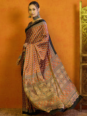 Women's Satin Printed Designer Saree With Blouse Piece