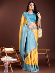 Graceful Orange & Maroon Banarasi Silk Saree with Rich Zari Woven Border – Traditional Elegance for Celebrations