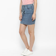 Women's Denim Skirt with Denim Draw String