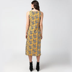 Women's Black and Yellow  Chain and Stripe Dress