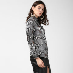 Women's Black and Grey Snake Skin Shirt