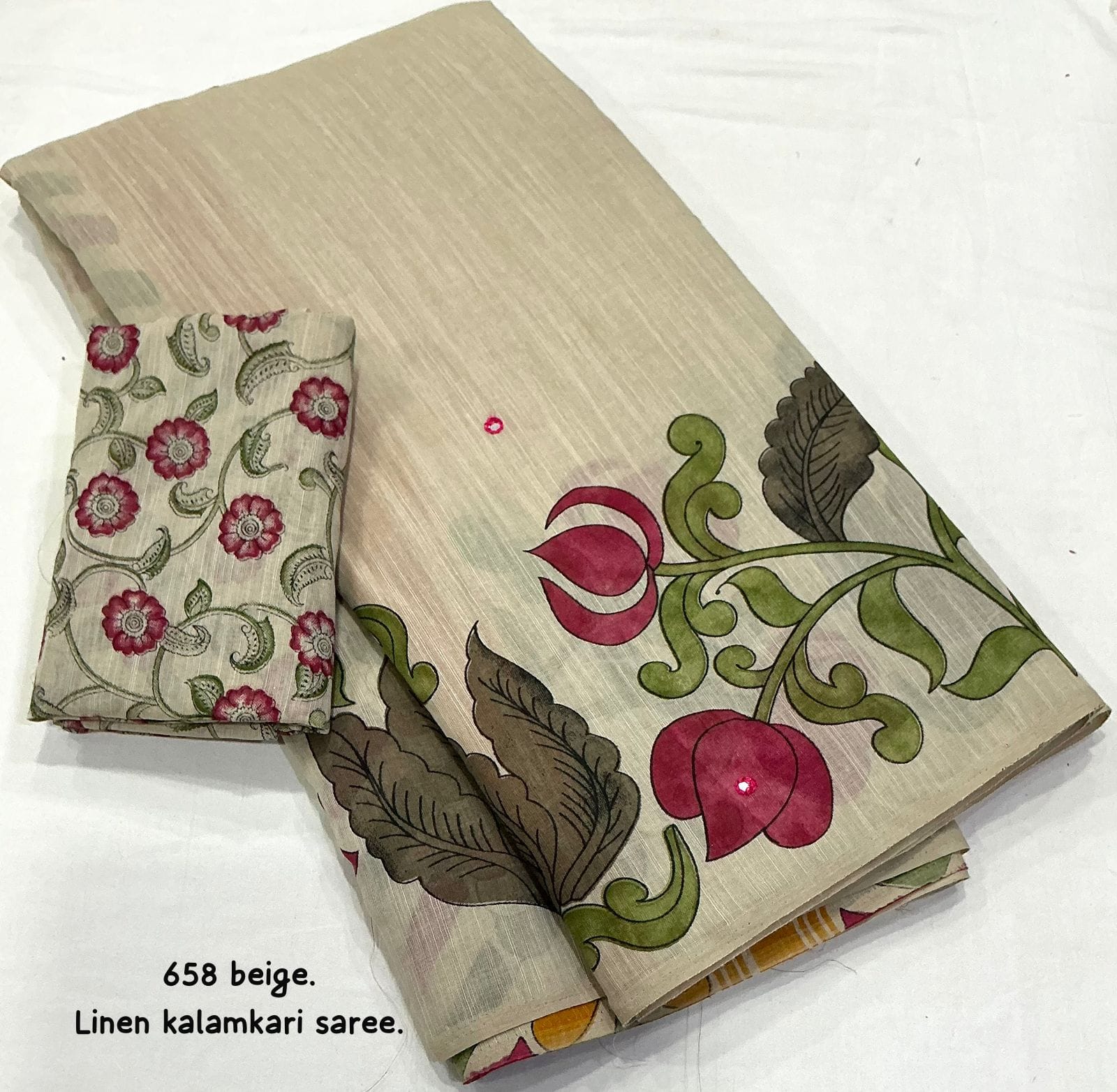 Soft linen saree with shaded style prints.