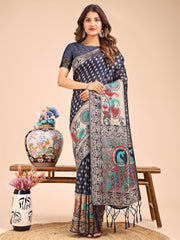 Majestic Linen Cotton Saree with Royal Peacock Pallu - A Celebration of Heritage and Grace