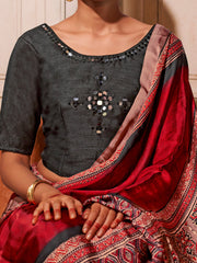 Women's Viscose Silk Printed Designer Saree With Blouse Piece
