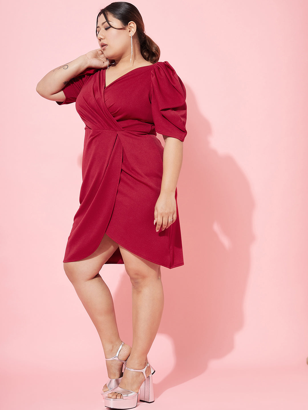 Plus Size Puff Sleeve Dress