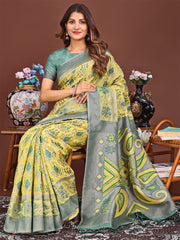 Grace in Every Thread: Pink Patola Linen Cotton Saree Woven with Cultural Elegance
