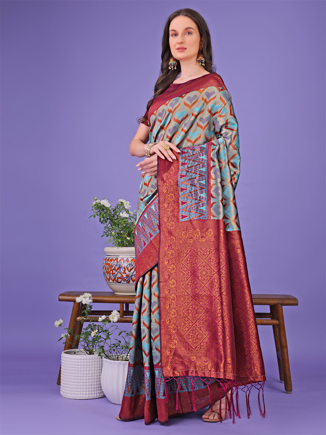 ASTITA - Radiant Lichi Silk Saree - A Touch of Royalty in Every Thread