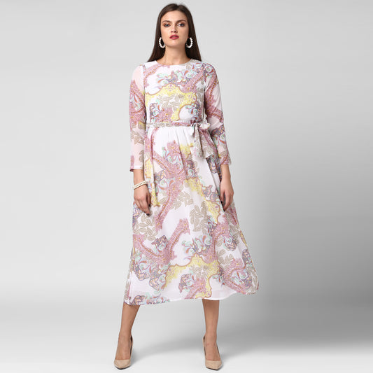 Women's White Georgette Dress