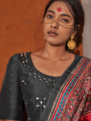 Women's Viscose Silk Printed Designer Saree With Blouse Piece