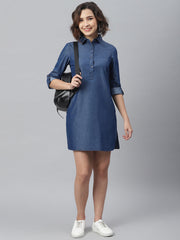 Women's Ice Blue Denim Shirt dress