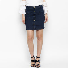 Women's Denim Skirt with Front Buttons