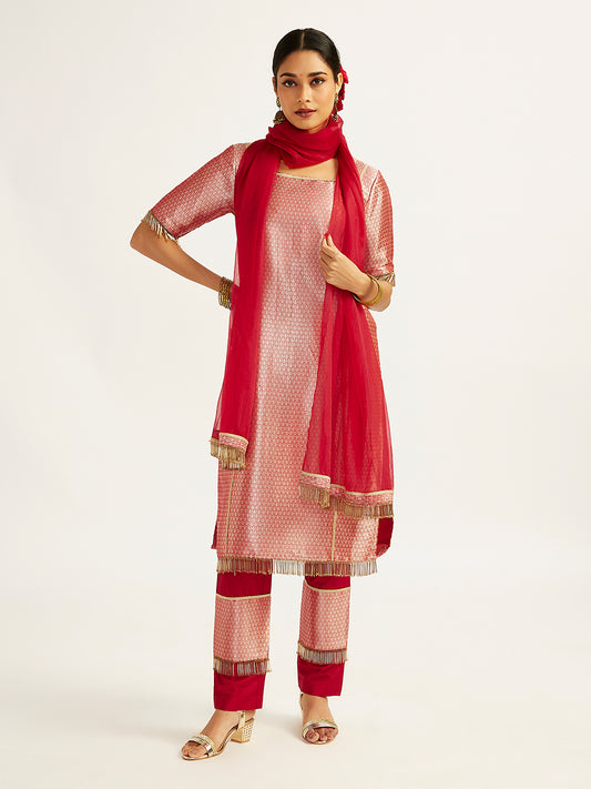 Women's Red Kurta Set