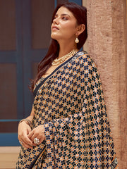 Women's Crepe Printed Designer Saree With Blouse Piece