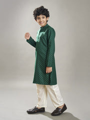 Boys Green kurta with a off white pajama