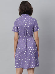 Women's Lavender Polka Shirt Dress with belt