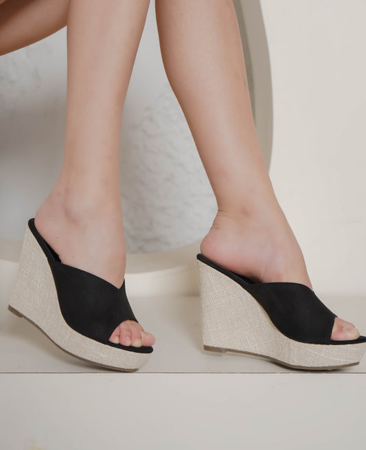Casual Fashion Mules 5 Inches Wedge Open Back Round Toe Heels