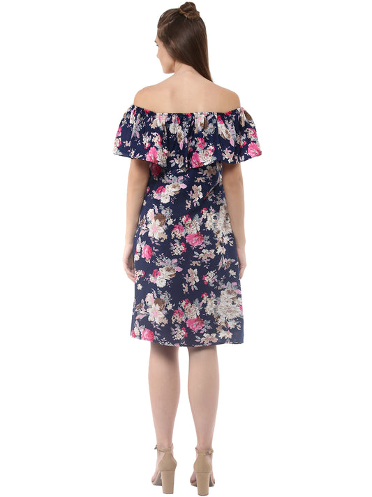 Women's Polyester Crepe Off Shoulder Dress