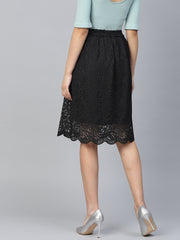 Black Lace A-Line Skirt