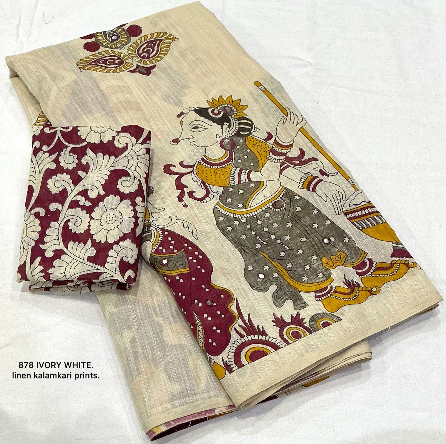 Soft linen saree with shaded style prints.