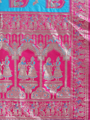 Banarasi Silk Saree with Zari Work - Wedding & Festive Traditional Saree | Temple Border & Royal Motifs | Soft & Shiny Silk Finish