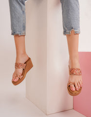 صندل أنيق مفتوح من الخلف بكعب إسفيني 3 بوصات