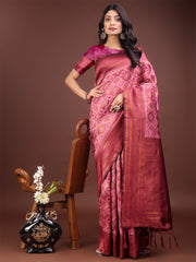 Majestic Red & Grey Silk Saree with Rich Woven Pallu – A Regal Touch for Special Moments