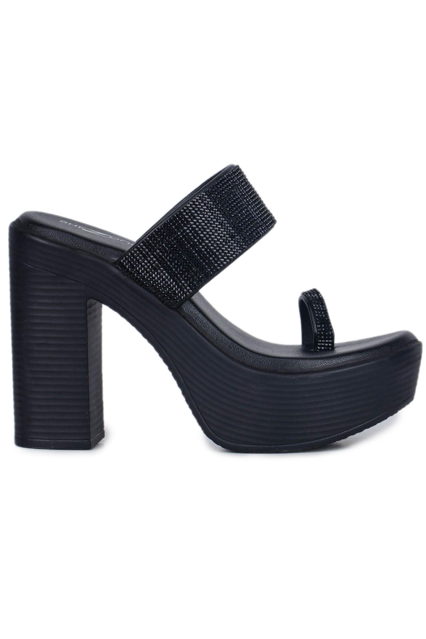 Casual Fashion Sandals 4 Inches Block Open Back Round Toe Heels