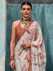 Women's Crepe Printed Designer Saree With Blouse Piece