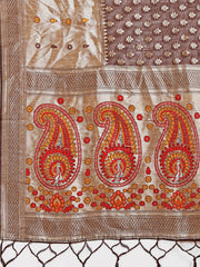 Grace in Every Thread – Sea Green & Beige Linen Cotton Saree with Royal Paisley Charm