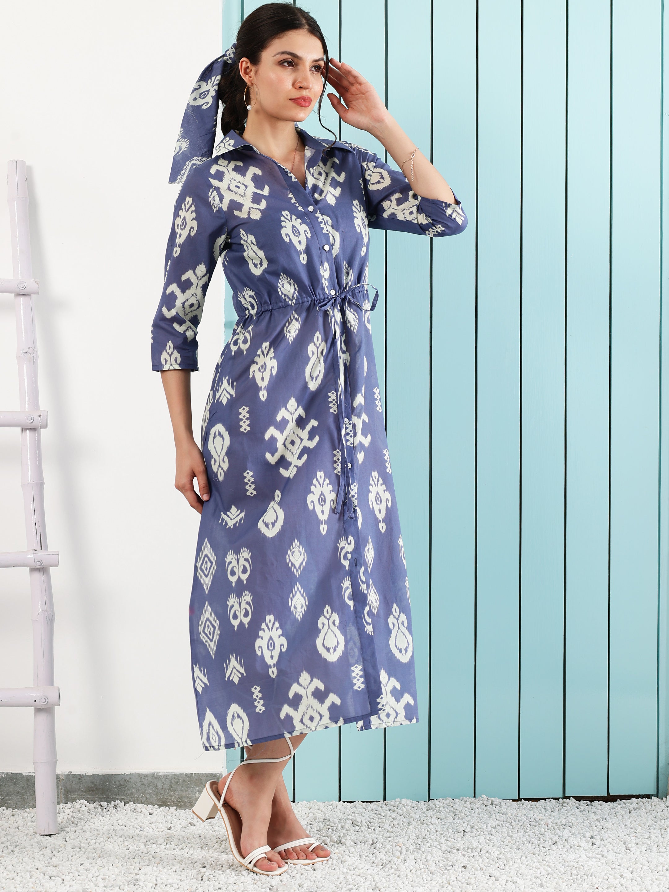 bohemian Ethnic Motifs Printed Maxi Midi Dress