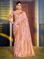 Graceful Yellow Banarasi Silk Saree with Golden Zari Woven Border & Floral Jaal – Wedding & Festive Wear
