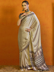 Women's Satin Printed Designer Saree With Blouse Piece