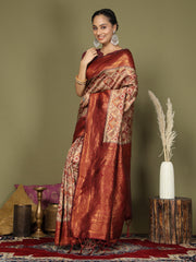 Majestic Red & Teal Silk Saree with Rich Woven Pallu – A Regal Touch for Special Moments