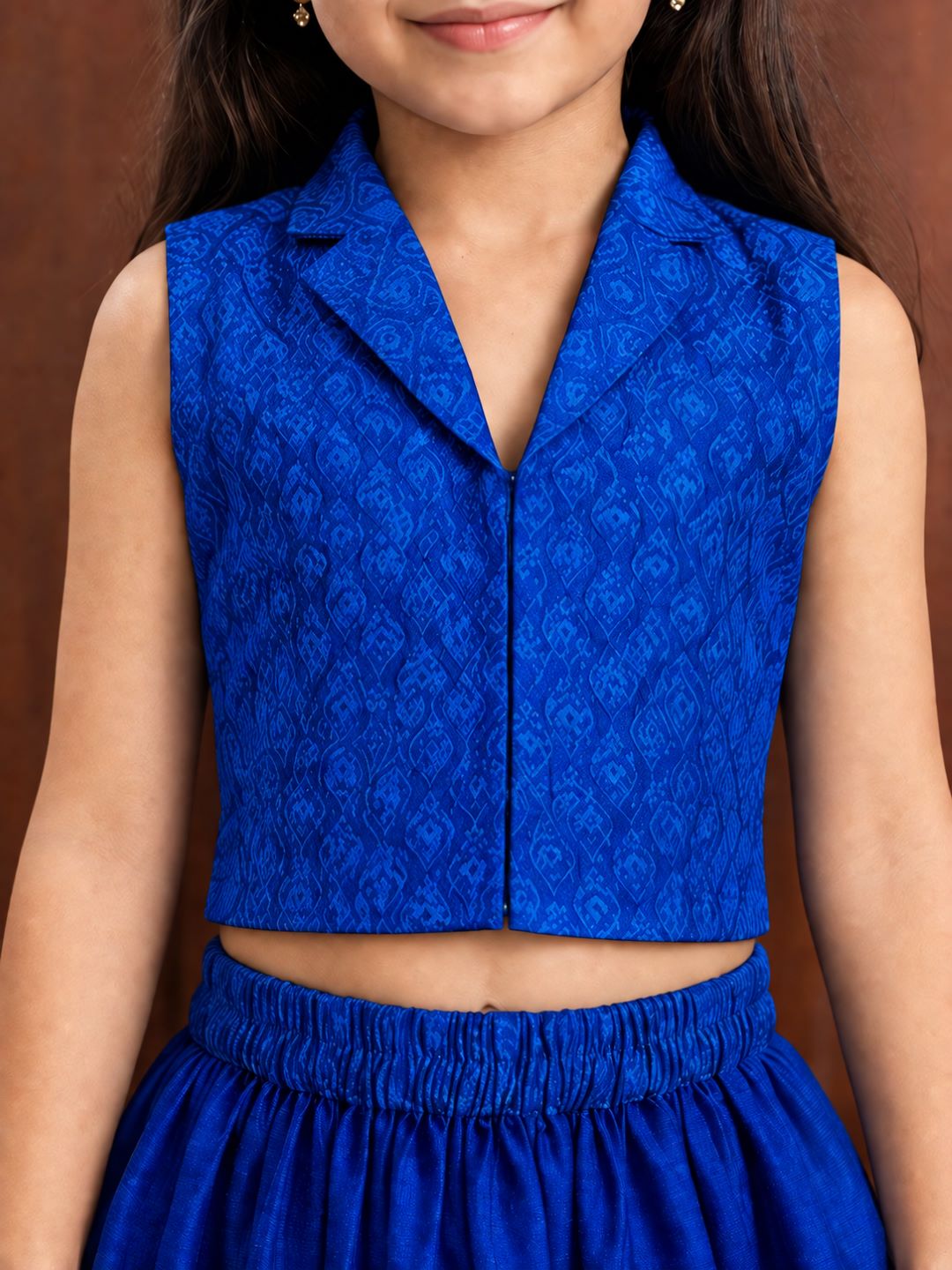 Girls Navy Blue Digital Printed Ready to wear Lehenga with Choli