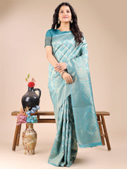 Elegant Grey and Gold Silk Saree – Graceful Artistry with Contemporary Charm
